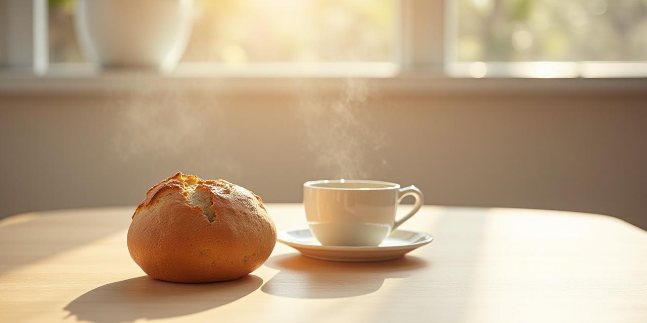 Minimalistisk arkitektonisk bagværk og en kop kaffe i naturligt lys